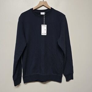Asket 'The Sweatshirt' Men's Medium Long, Organic Cotton Crewneck, Navy Blue